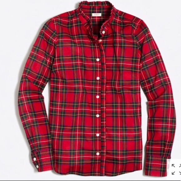 J. Crew Tops - J Crew Plaid Button Down Shirt Red Small Christmas